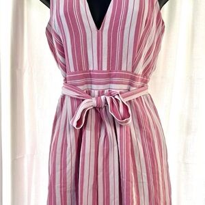 Pink Striped Sleeveless Romper